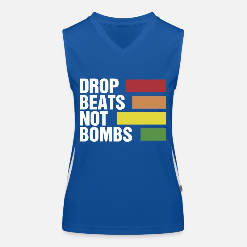 Drop beats not bombs Funktionelles Kontrast-Tank Top für Frauen