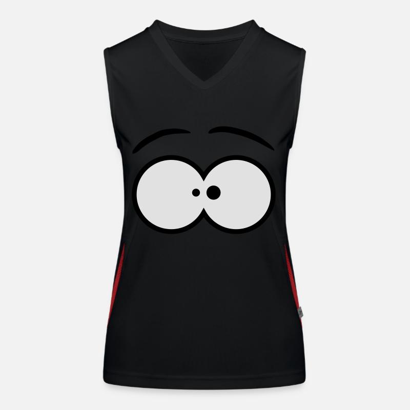 Funny Comic Eyes Design Women's Functional Contrast Tank Top