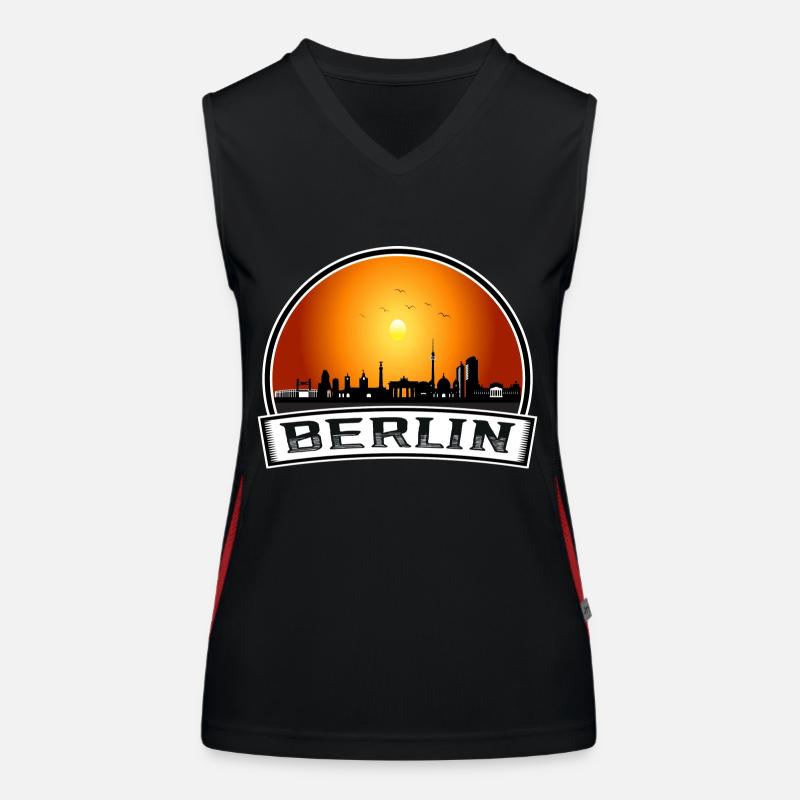 Berlin Skyline Retro Sun lettrage Débardeur respirant contrasté Femme