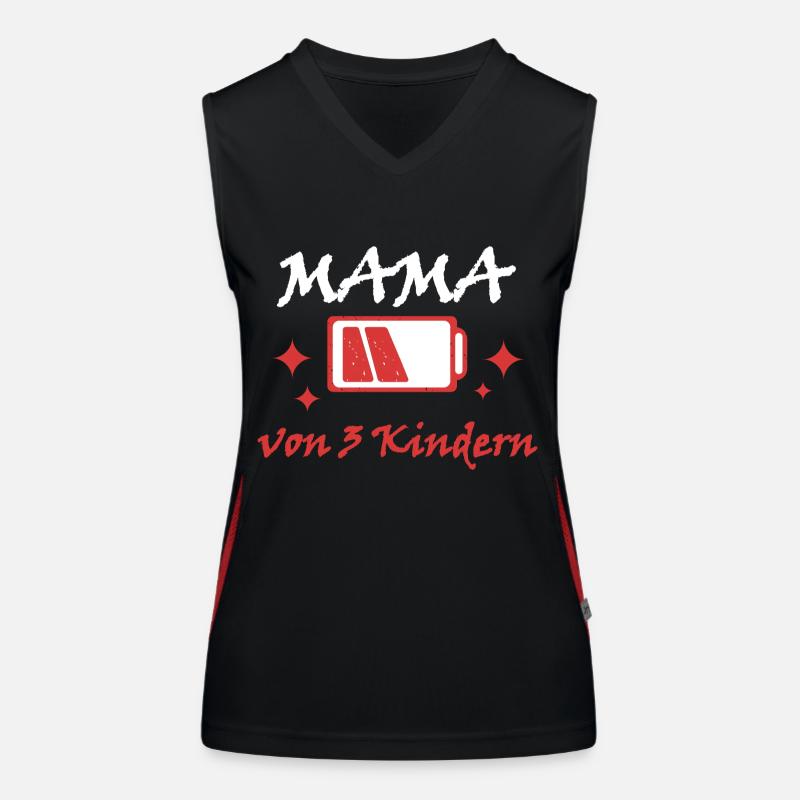 Akku leer Mama von 3 Kindern Mutter Muttertag Kind Funktionelles Kontrast-Tank Top für Frauen