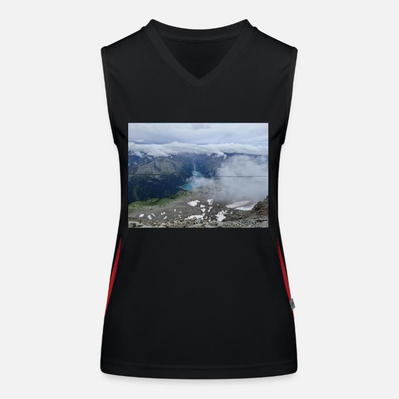 Blick auf den Schlegeis Stausee Funktionelles Kontrast-Tank Top für Frauen