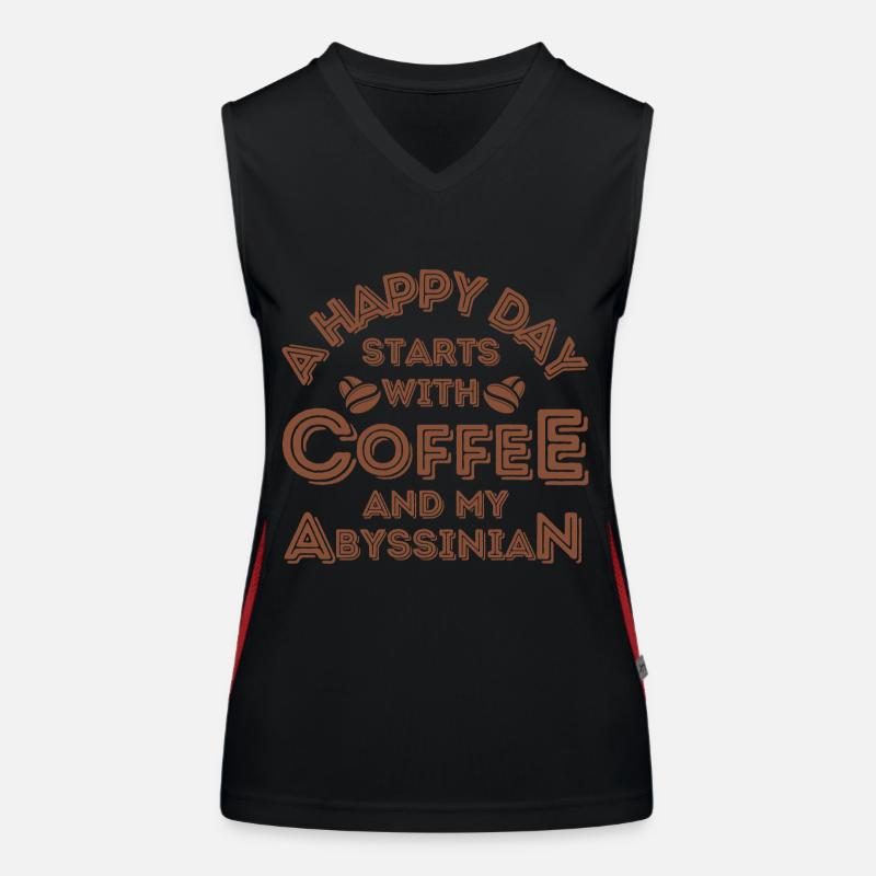 Abyssinian Cat Coffee Cafe Women's Functional Contrast Tank Top