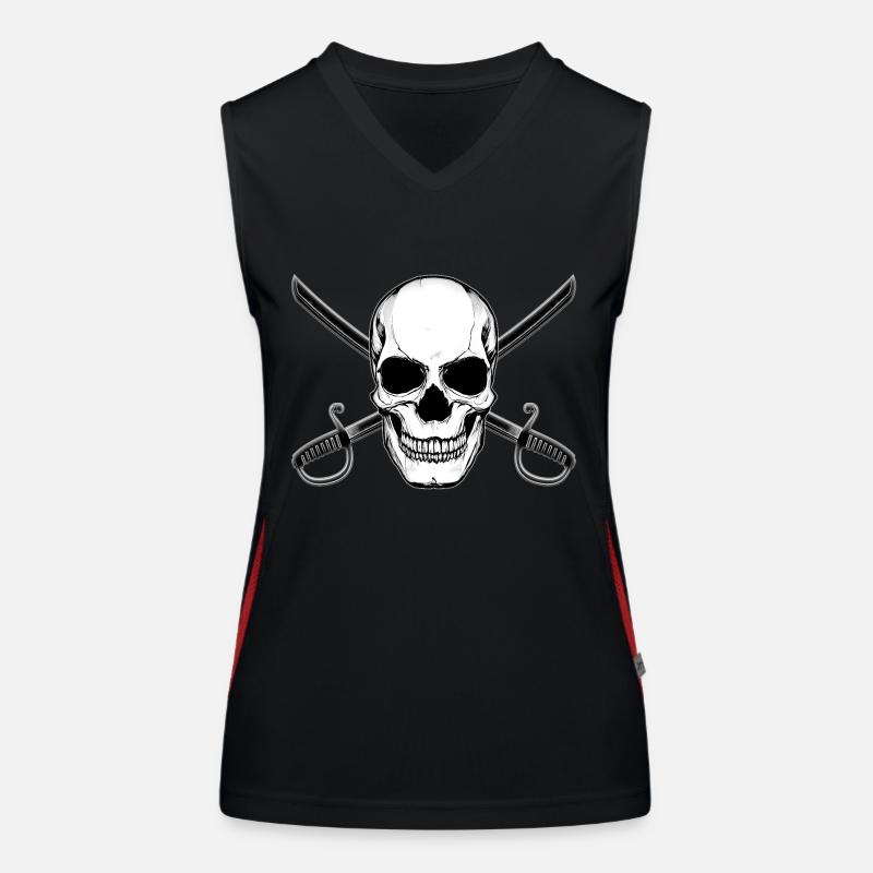 Pirate flag skull with swords Women's Functional Contrast Tank Top