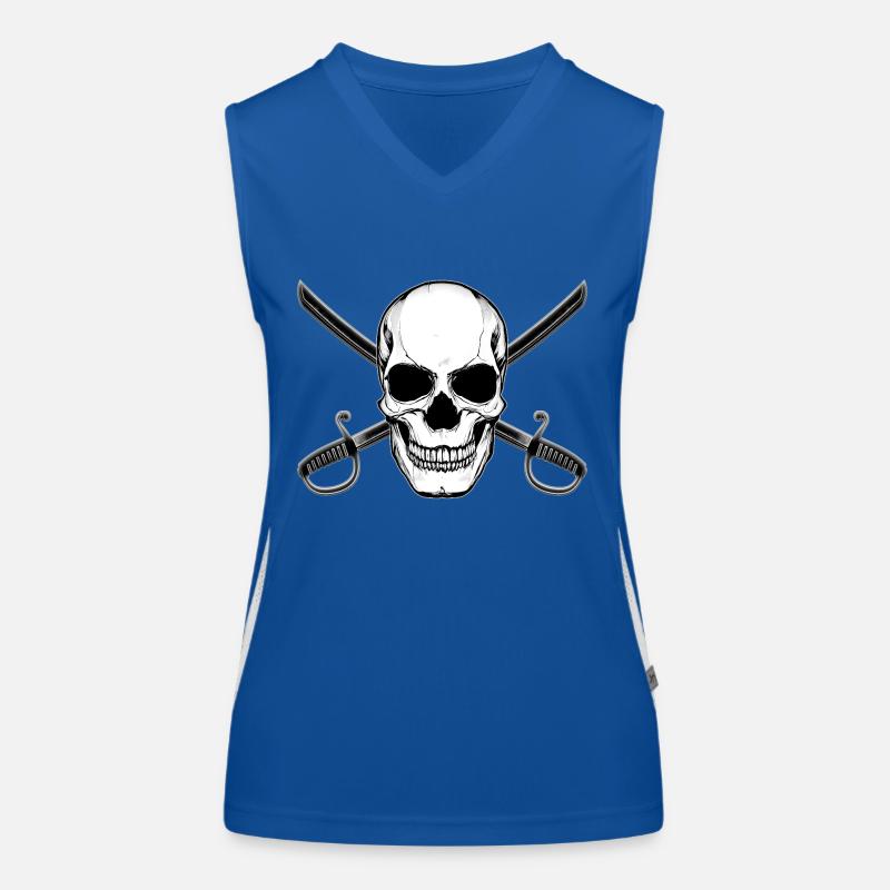 Crâne de drapeau pirate avec épées Débardeur respirant contrasté Femme