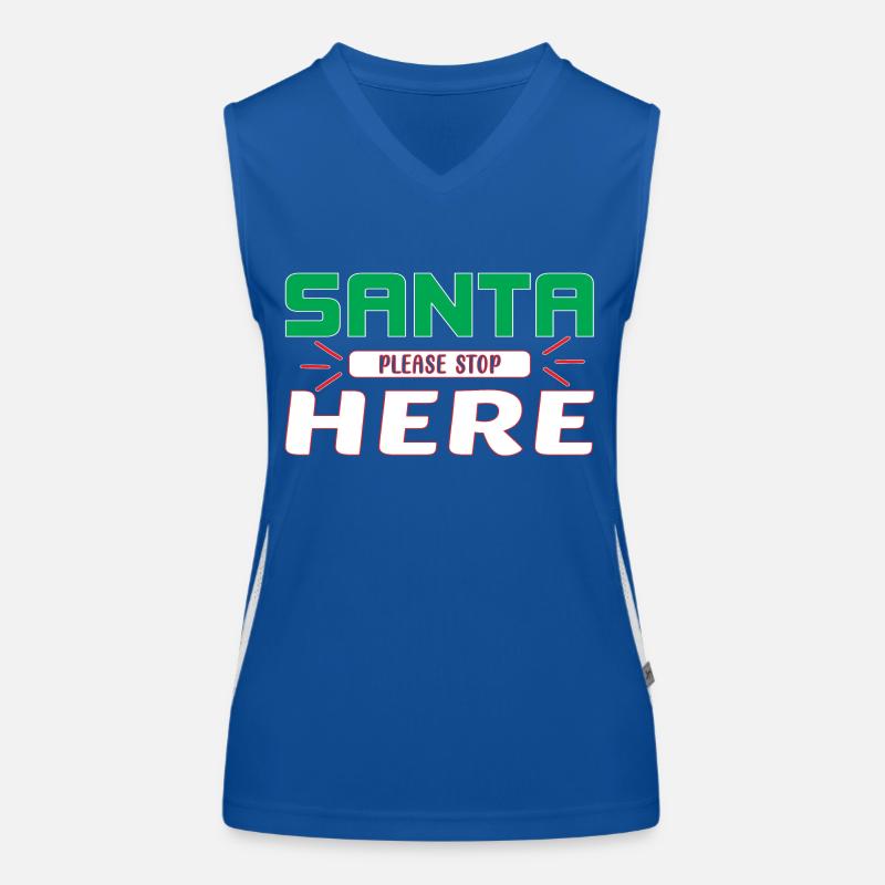 Santa please Stop here Funktionelles Kontrast-Tank Top für Frauen