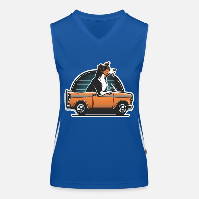 Dog driving a car Women's Functional Contrast Tank Top