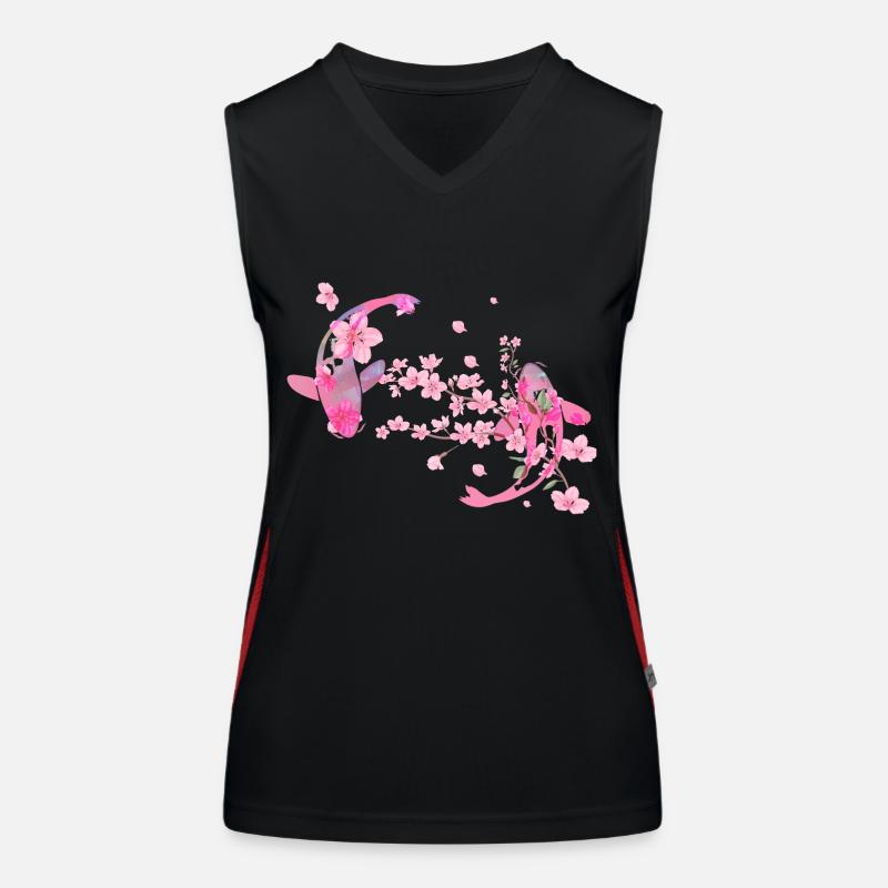 Sakura, fleur de cerisier, fleurs, fleur de cerisier, carpe koï Débardeur respirant contrasté Femme