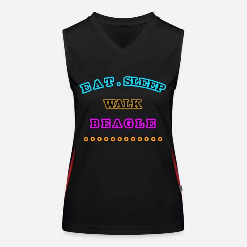 Eat, Sleep, Walk, Beagle - Women's Functional Contrast Tank Top - black/red