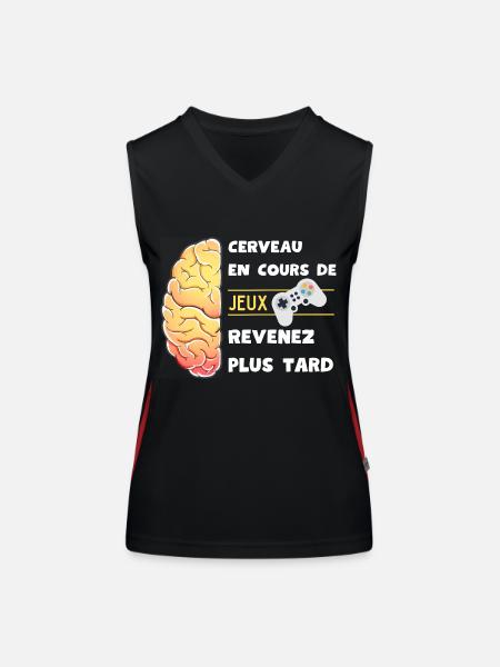 Cerveau en mode jeux. Idée gamers - Débardeur respirant contrasté Femme - noir/rouge - Devant