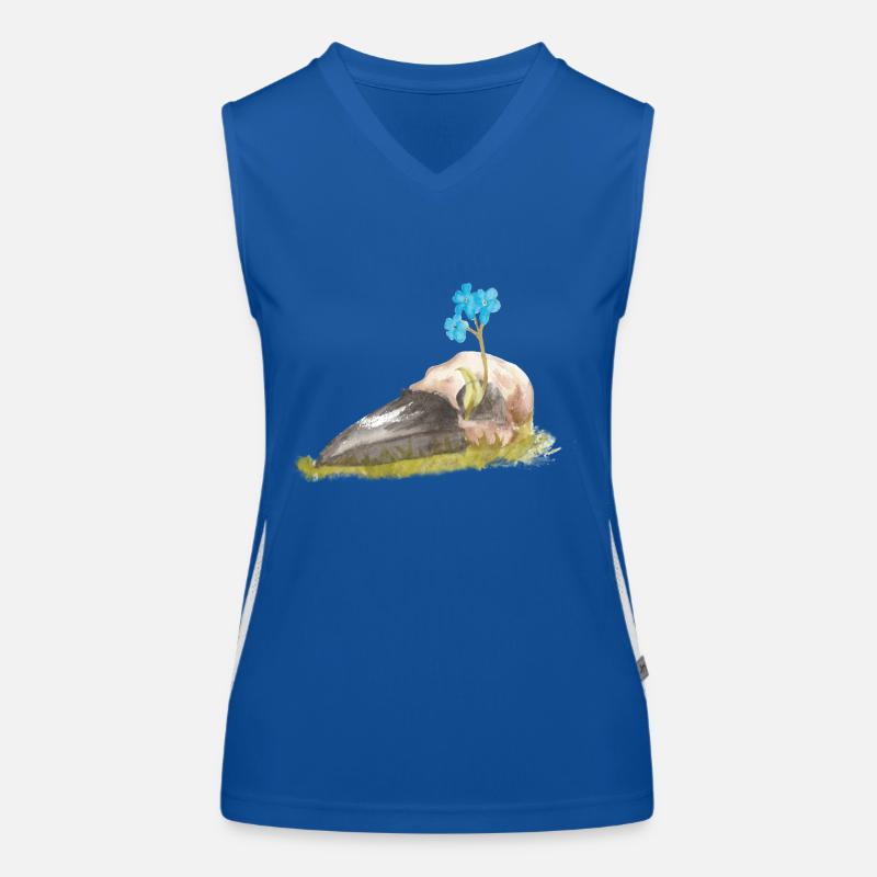 Goth Goblincore Vogel Schädel Aquarell Malerei Funktionelles Kontrast-Tank Top für Frauen