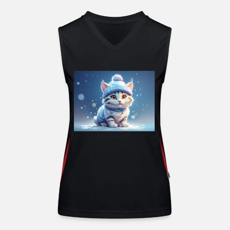 Katze mit Hut Funktionelles Kontrast-Tank Top für Frauen