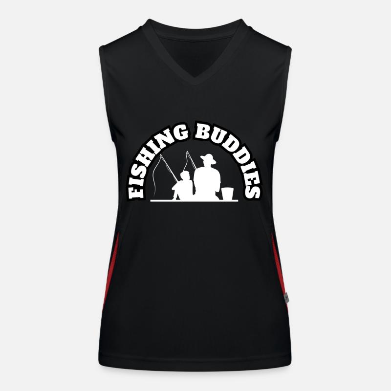 Fishing Buddies Father With Son White Women's Functional Contrast Tank Top