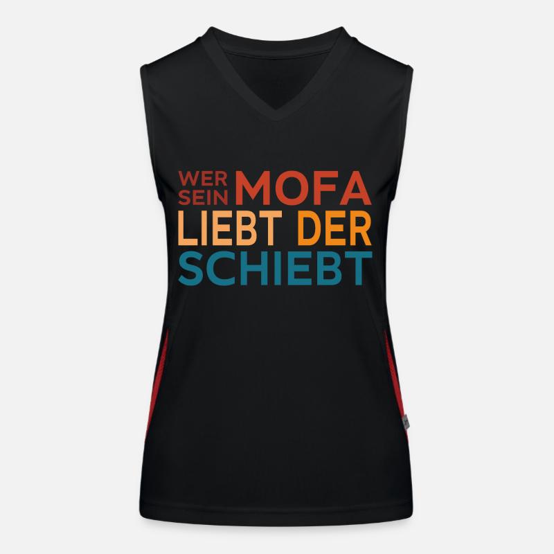 Who loves his moped Women's Functional Contrast Tank Top