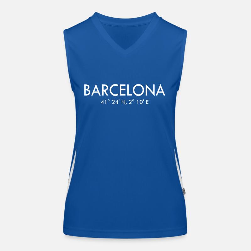 Barcelona - Spain - Coordinates Latitude Longitude Women's Functional Contrast Tank Top
