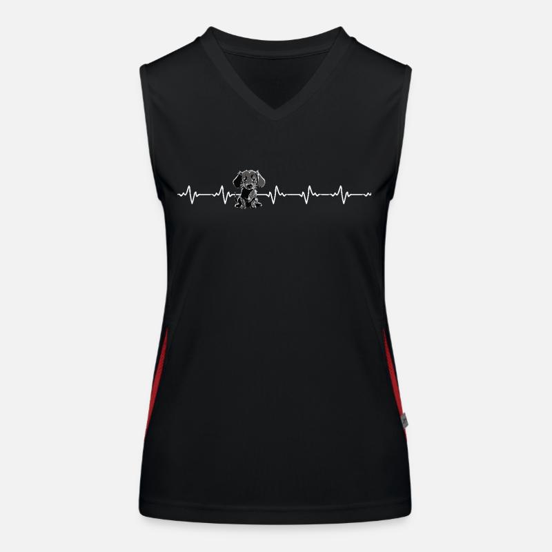 Dackel Dachshund Teckel Wiener Herzschlag Puls Funktionelles Kontrast-Tank Top für Frauen