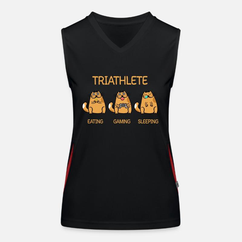 Triathlete - Manger Gaming Sleeping - Chat Débardeur respirant contrasté Femme