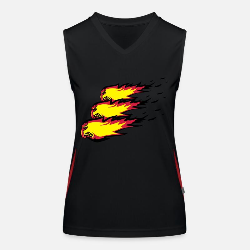 Fire flame fireball formation agro Women's Functional Contrast Tank Top