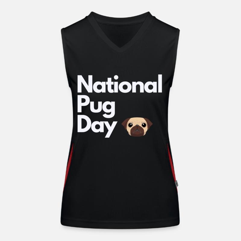 National Pug Day Mops Funktionelles Kontrast-Tank Top für Frauen