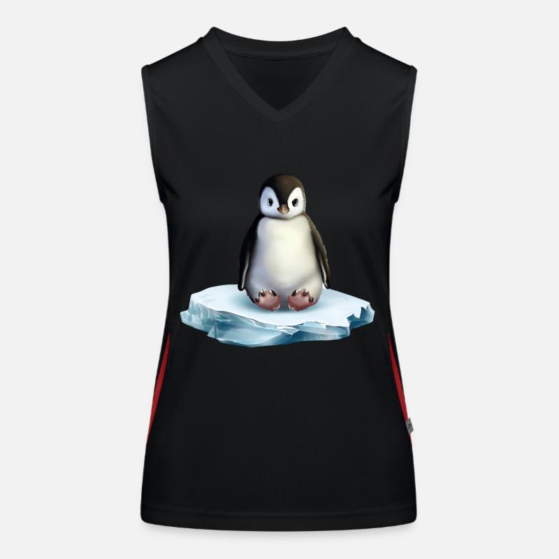 Pinguin auf einer Eisscholle Funktionelles Kontrast-Tank Top für Frauen