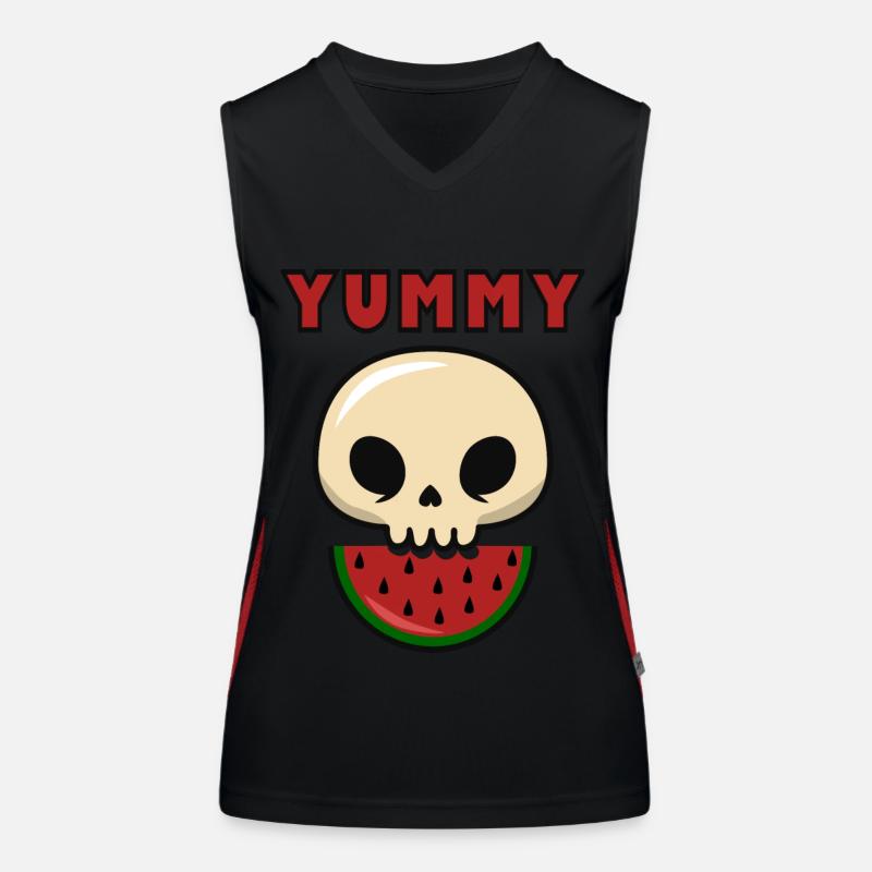 YUMMY Schädel mit Melone Funktionelles Kontrast-Tank Top für Frauen