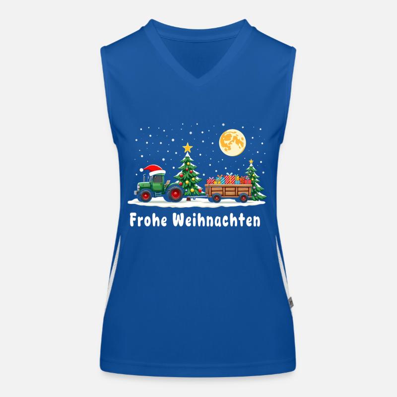 Fröhliche Weihnachten Santa Traktor Funktionelles Kontrast-Tank Top für Frauen