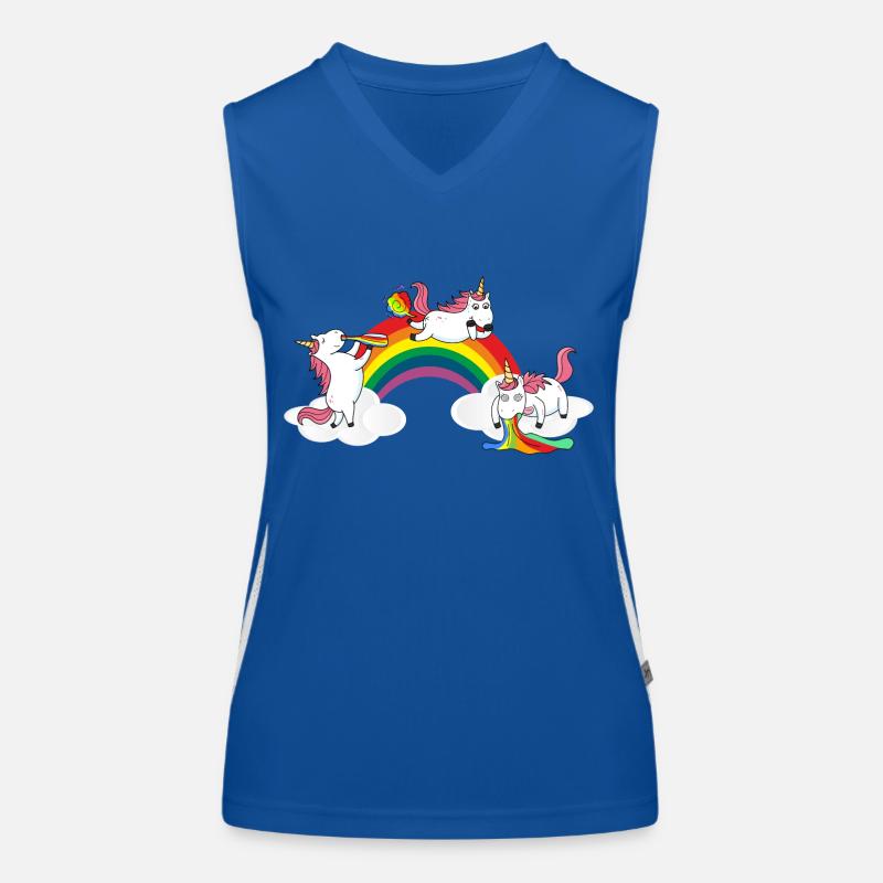 Unicorn while drinking puke farts Women's Functional Contrast Tank Top