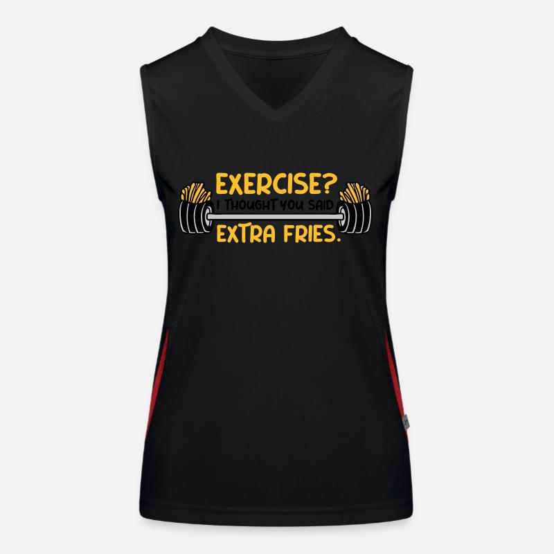 Exercise Extra Fries Quote Women's Functional Contrast Tank Top