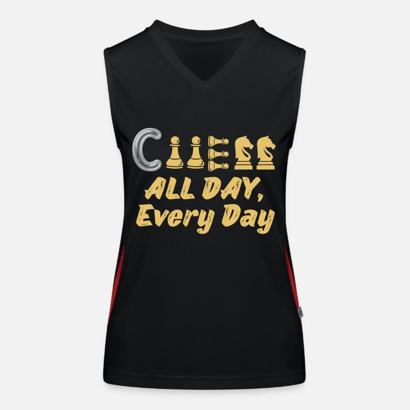 Schach Spruch Geschenk Schachmatt Queens Gambit Funktionelles Kontrast-Tank Top für Frauen