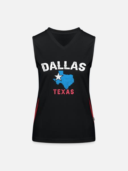 Dallas in Texas Kartendesign für stolze Texaner - Funktionelles Kontrast-Tank Top für Frauen - Schwarz/Rot - Vorne
