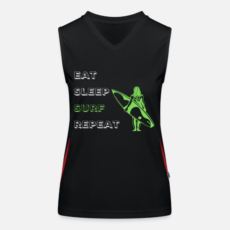 Eat Sleep Surf Repeat Funktionelles Kontrast-Tank Top für Frauen