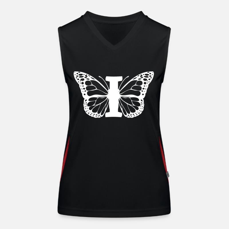 Buchstabe I Schmetterling Funktionelles Kontrast-Tank Top für Frauen