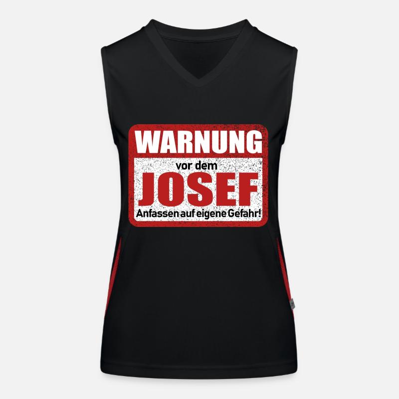 Josef Name Lustiges Warnschild Funktionelles Kontrast-Tank Top für Frauen
