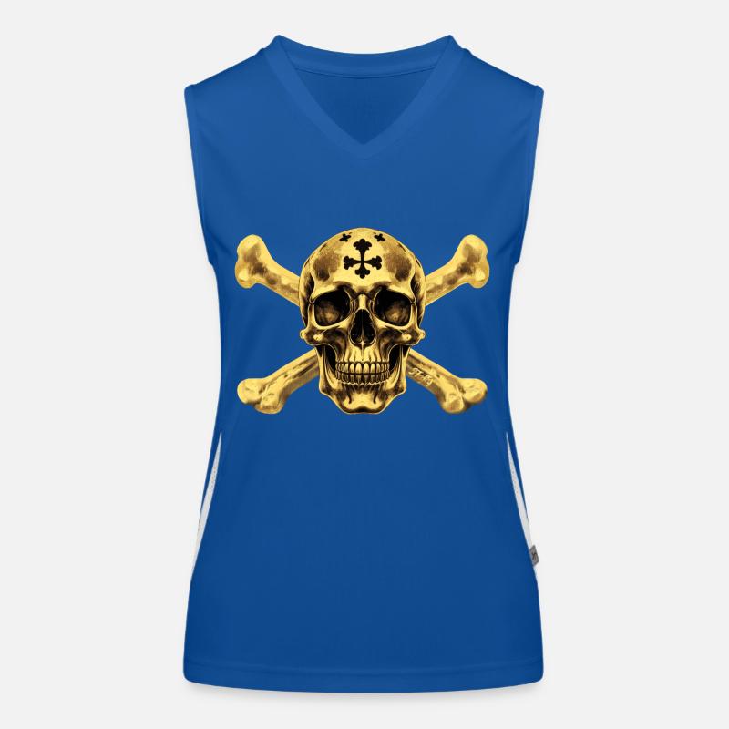 Goldener Piratenschädel ☠ Funktionelles Kontrast-Tank Top für Frauen