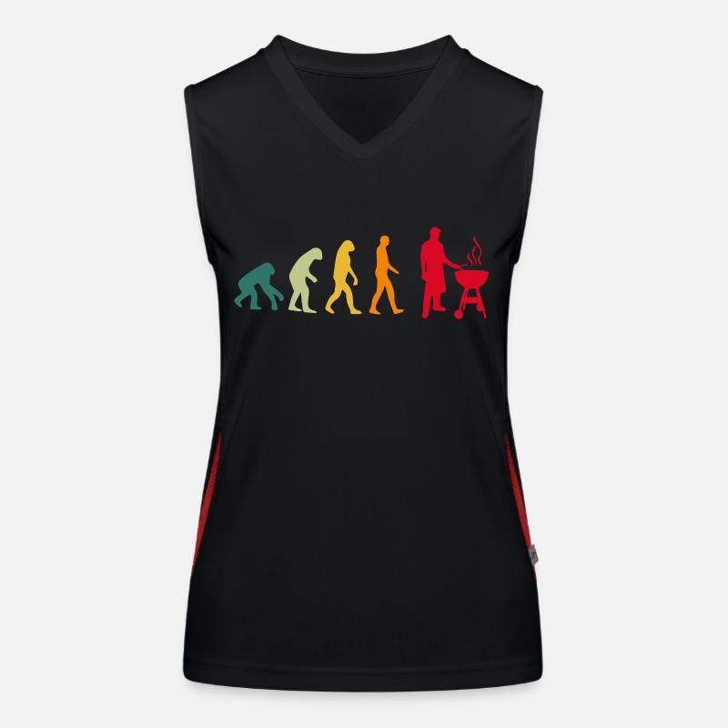 Grillen Evolution lustig Funktionelles Kontrast-Tank Top für Frauen