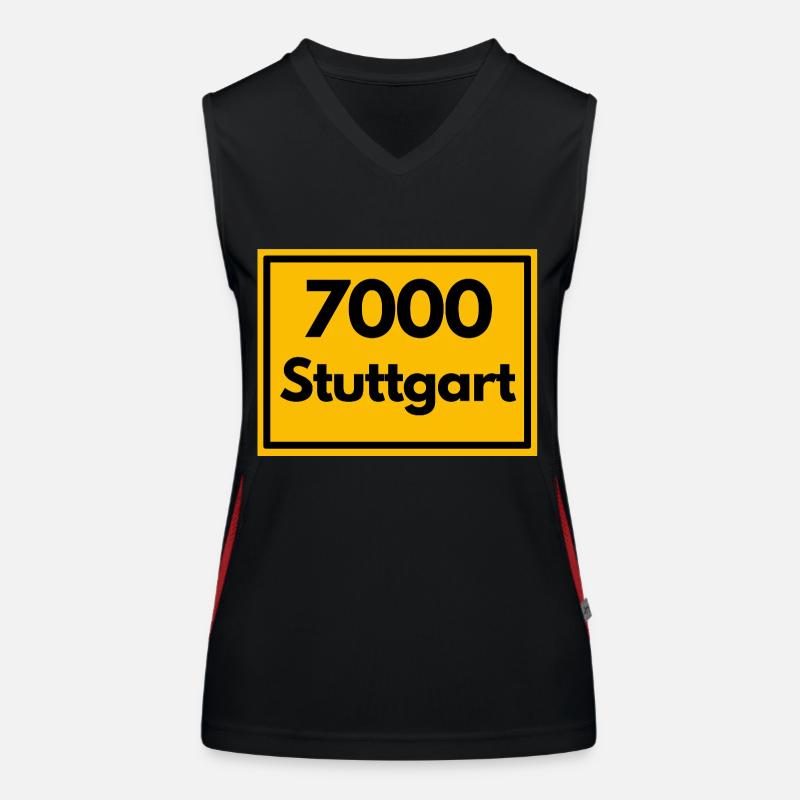Panneau de lieu - puis Rétro urbain Code postal 7000 Stuttgart Débardeur respirant contrasté Femme