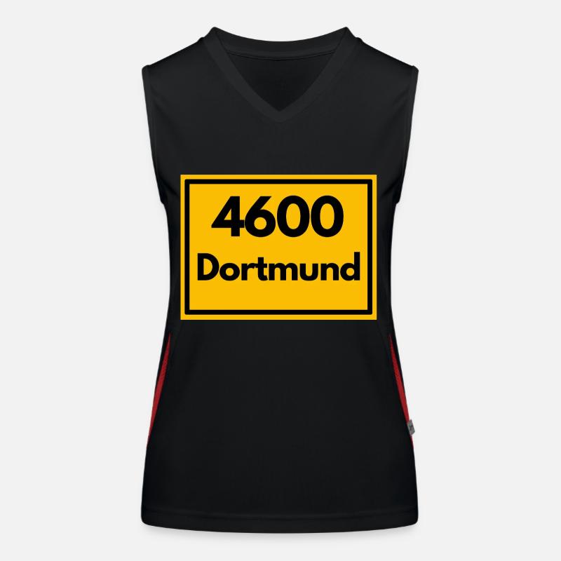 Town sign - then retro old zip code DORTMUND Women's Functional Contrast Tank Top