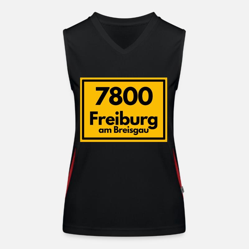 Place sign - then retro old zip code 7800 FREIBURG Women's Functional Contrast Tank Top