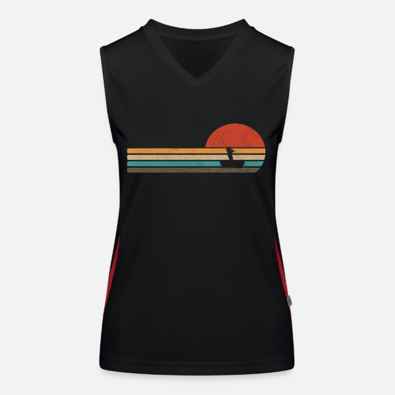 Pêche Retro Angler Hobby boot Débardeur respirant contrasté Femme