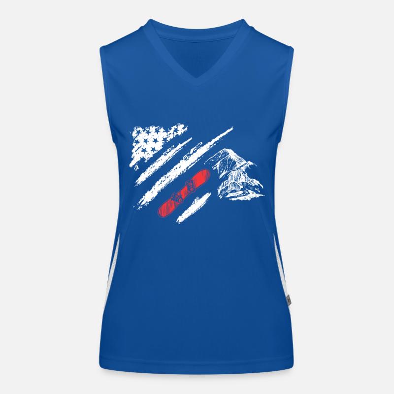Snowboard in Amerika Flagge Funktionelles Kontrast-Tank Top für Frauen