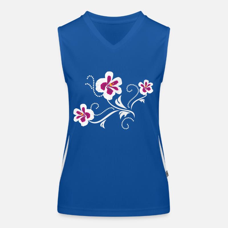 Stilisierte Pelargoniumblüten Funktionelles Kontrast-Tank Top für Frauen