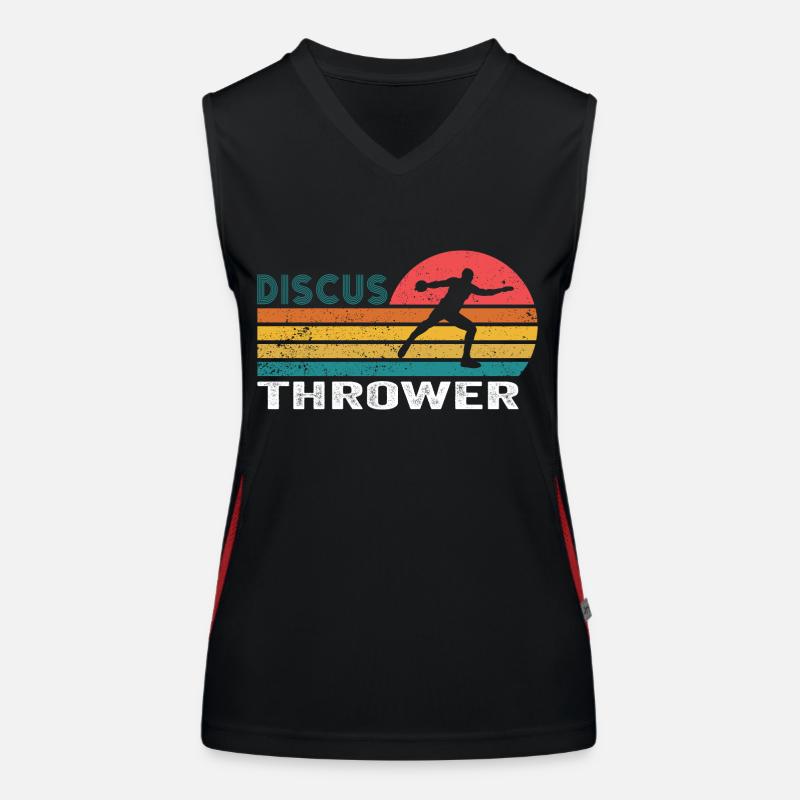 Diskus Athlete Vintage Retro Discus Werfer Funktionelles Kontrast-Tank Top für Frauen