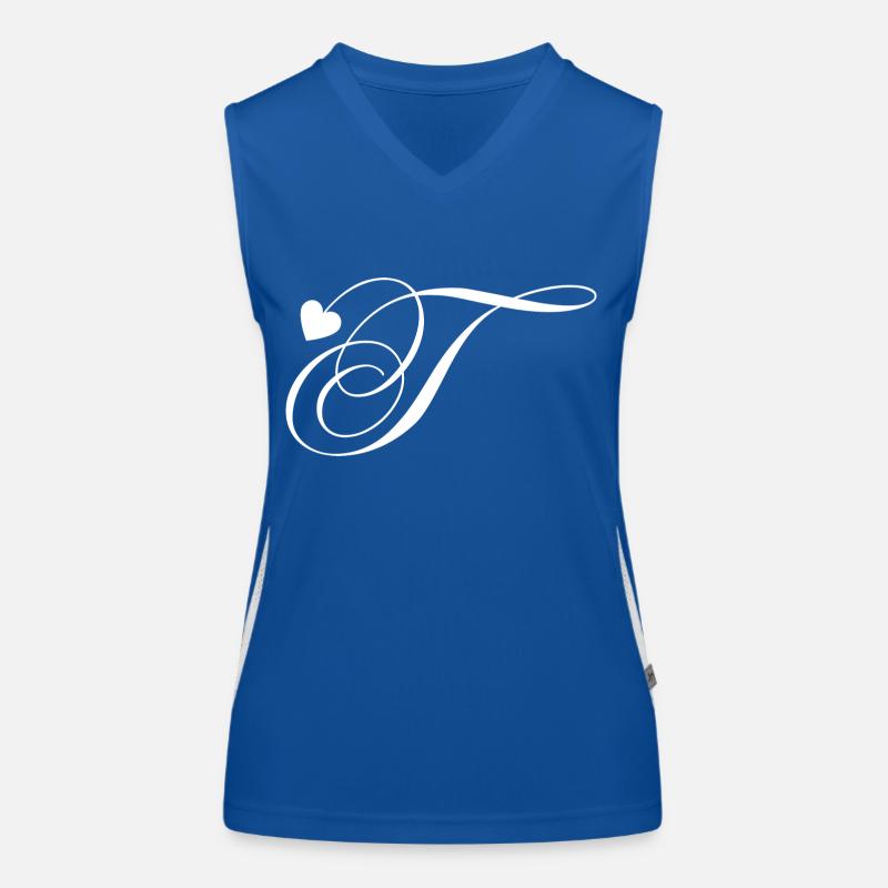 Buchstabe t Herz Kalligraphie Funktionelles Kontrast-Tank Top für Frauen
