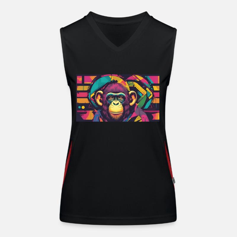 Pop-Art Schimpanse Funktionelles Kontrast-Tank Top für Frauen
