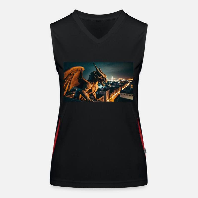 Gargoyle with an evil smile monster dark horror Women's Functional Contrast Tank Top