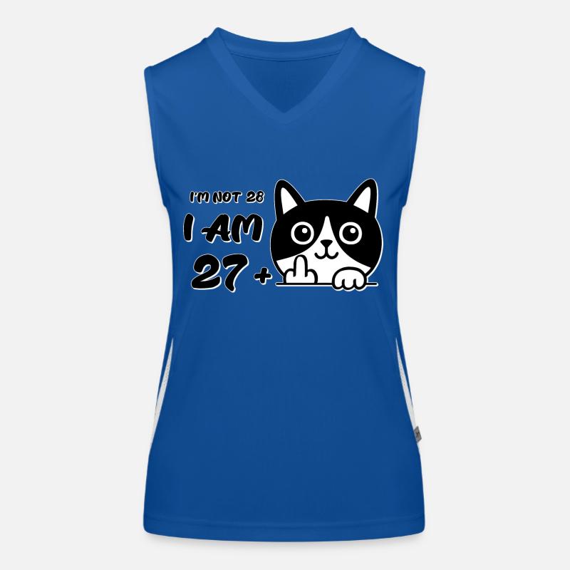 Ich bin nicht 28, ich bin 27 plus 1 Mittelfinger Katzenflip Funktionelles Kontrast-Tank Top für Frauen