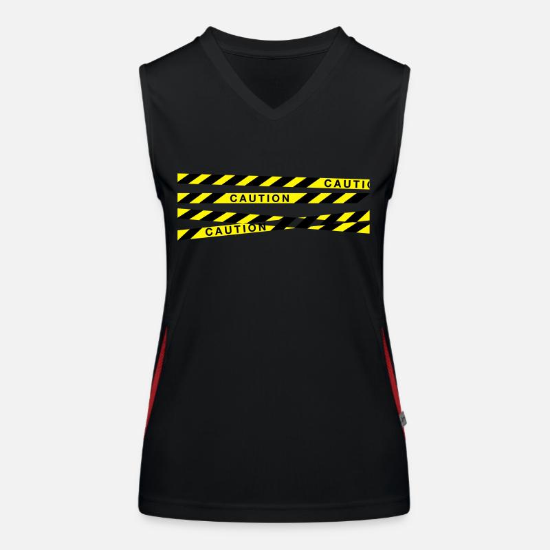 caution_f2 Funktionelles Kontrast-Tank Top für Frauen