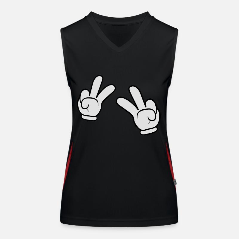 Comic Hands Peace Sign Women's Functional Contrast Tank Top