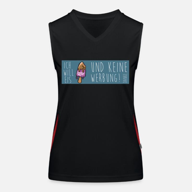 Ich will Eis und keine Werbung Funktionelles Kontrast-Tank Top für Frauen