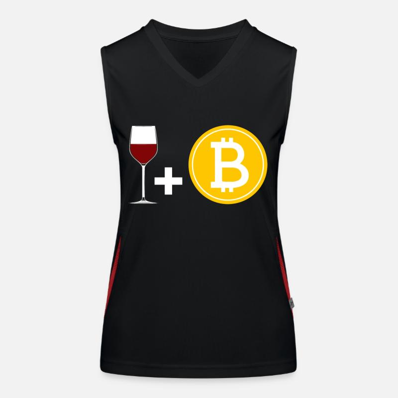 vin rouge et bitcoin Débardeur respirant contrasté Femme