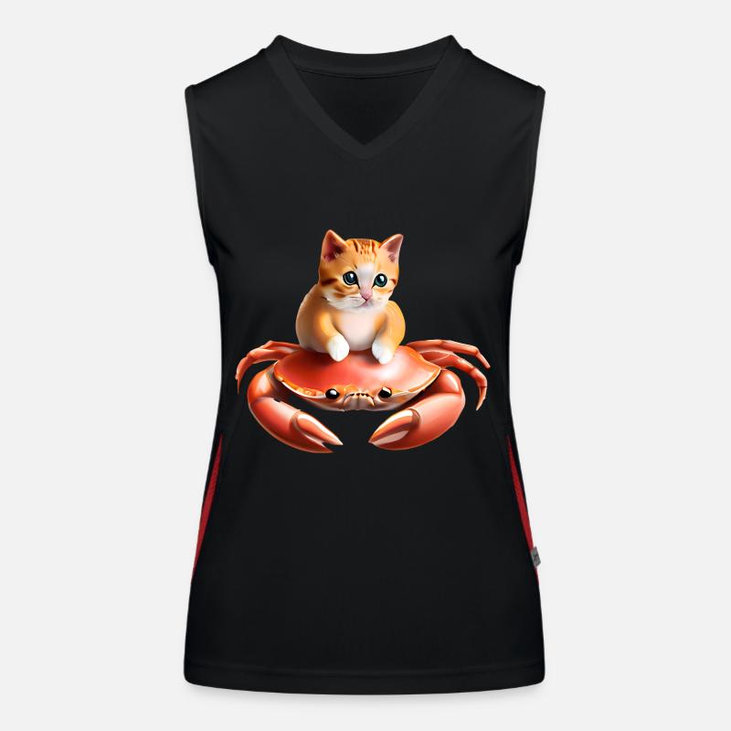 Bébé chat sur crabe Débardeur respirant contrasté Femme